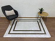 Килимок безворсовий у спальню Chilai Home Оливкова рамка