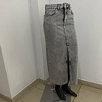 Длинная джинсовая юбка с разрезом Серый 38
