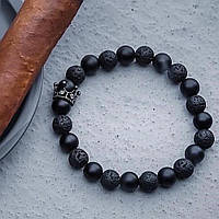 Чоловічий жіночий браслет із натуральних каменів, кам'яний браслет Black Crown чорний