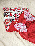 Літній плюшевий конверт для новонароджених дівчаток, червоний з принтом вишиванка, фото 4