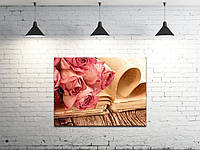 Картина на холсте на стену для интерьера/спальни/офиса DK Роза в книге (DKP4560-c485)