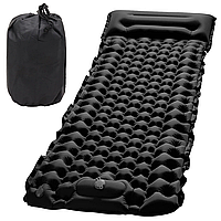 Надувной матрас 188х58х6см с подушкой, Outdoor Sleeping Black / Туристический каремат для сна