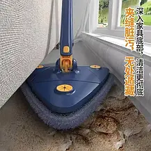 Швабра трикутна з відтискачем Multi function mop 360 Синій колір, Швабра висувна трикутна 360 градусів, фото 4