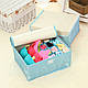 Коробка - органайзер для зберігання білизни, одягу шафа з кришкою блакитний, фото 4