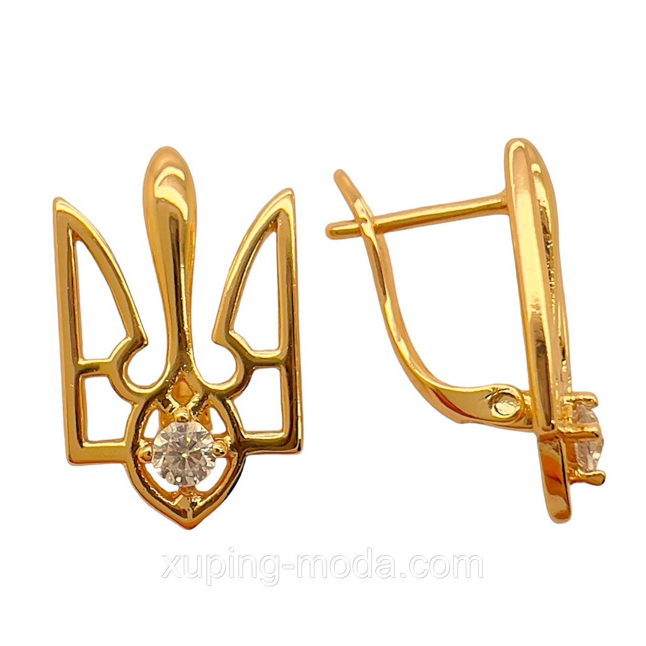 Сережки з гербом України xuping. 20x12 мм. 18 к, фото 1