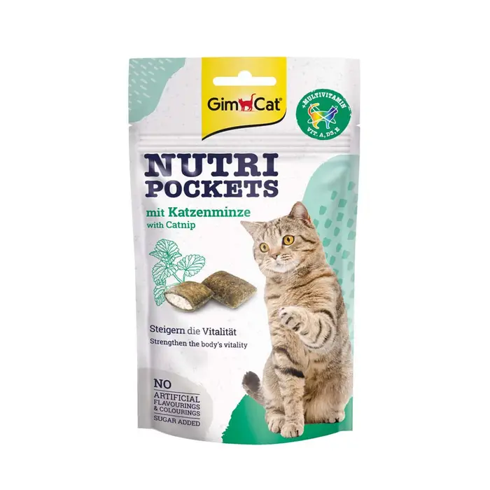 GimCat Nutri Pockets - Вітамінні ласощі для котів Котяча м'ята + Мультивітамін - 60 г