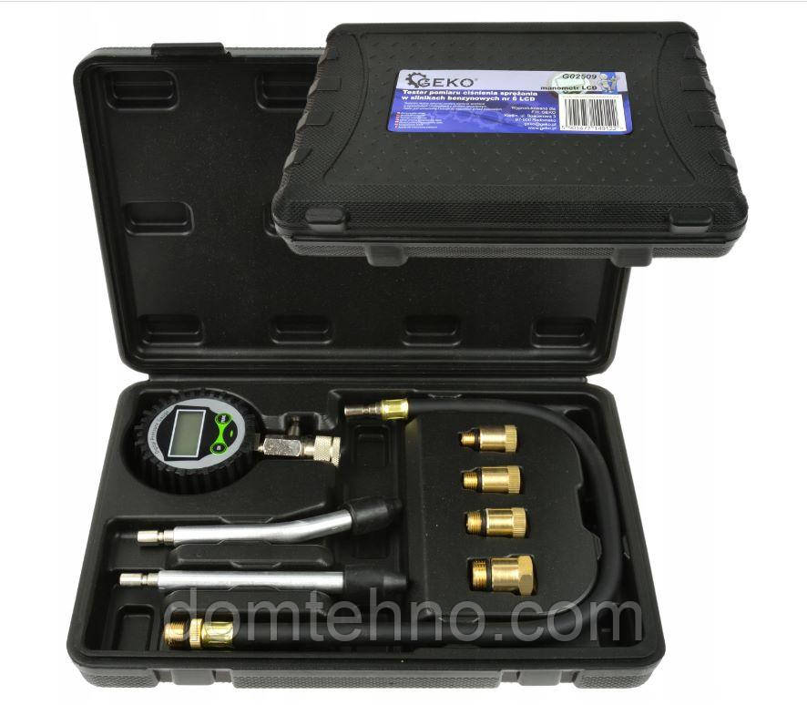 Тестер тиску компресії бензинових двигунів №6 LCD G02509 GEKO компресометр, фото 1