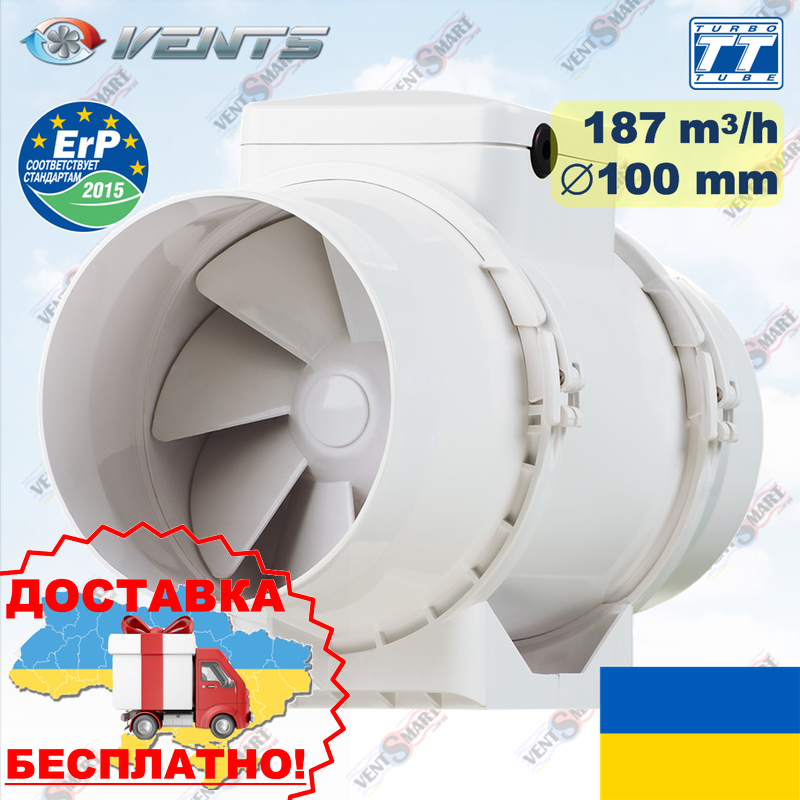 Канальний вентилятор ВЕНТС ТТ 100 змішаного типу (VENTS TT 100)