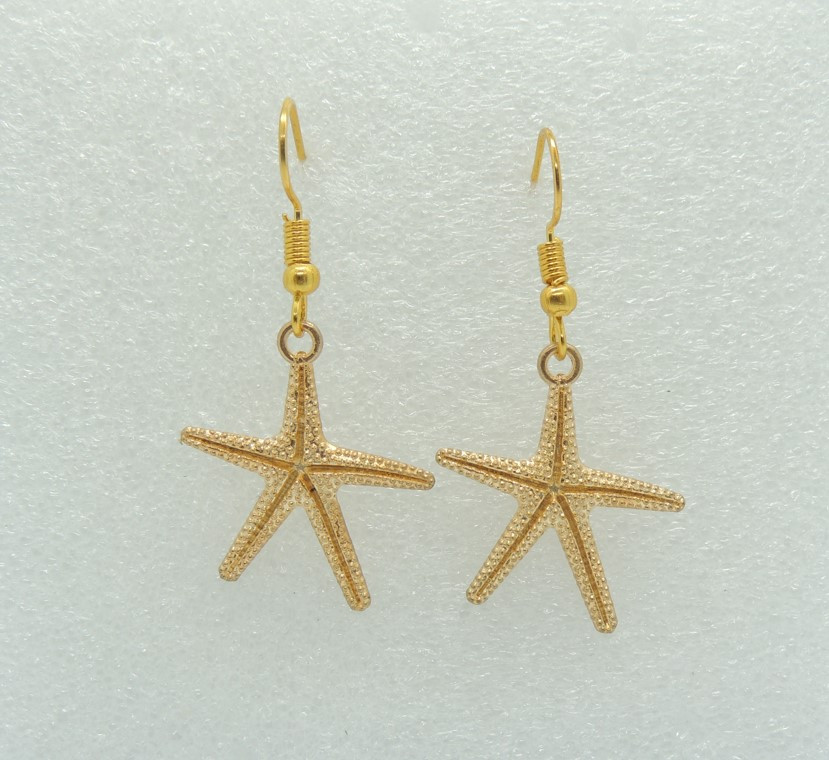 Сережки Liresmina Jewelry сережки гачок Морська зірка 4 см золотисті