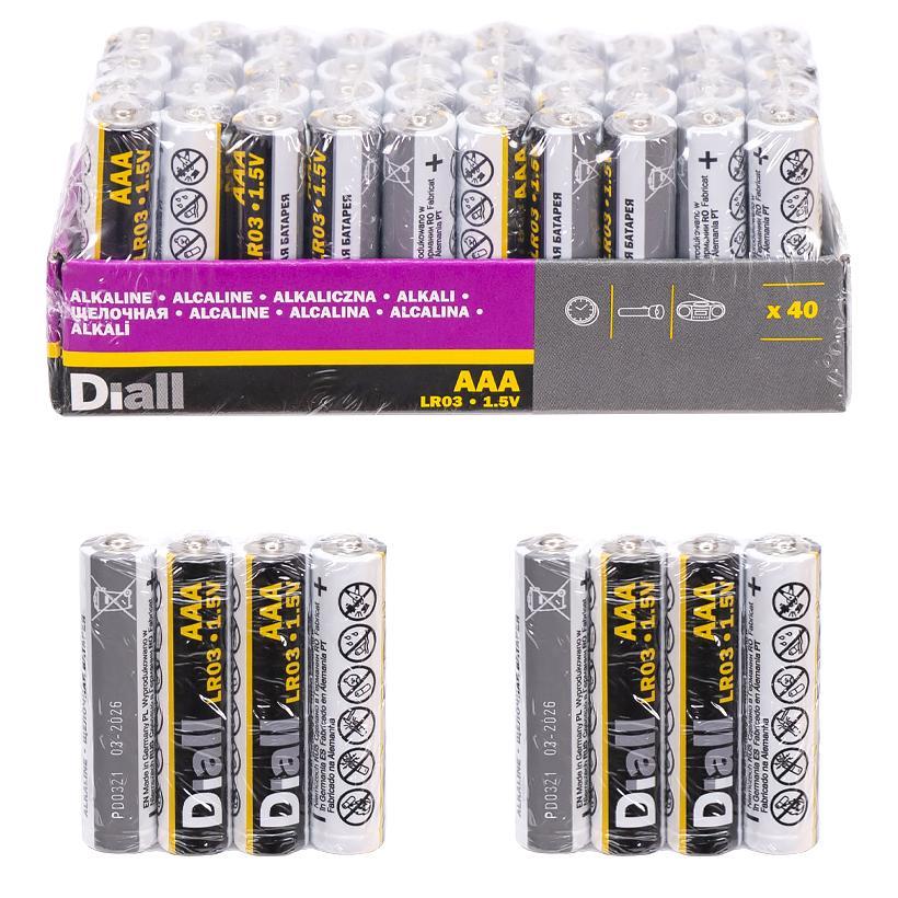 Пальчикова батарейка в спайці по 4 шт. Diall Alkaline LR-03 SP-4 AAА в упаковці 40 штук