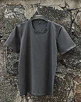Мужская классическая однотонная футболка темно-серая