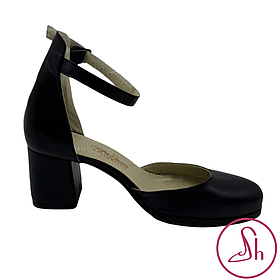 Жіночі туфлі з натуральної шкіри чорного кольору на підборах 6 см “Style Shoes” 37 розмір