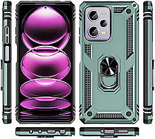 Протиударний чохол для Xiaomi Poco X5 5G хакі з кільцем підставкою