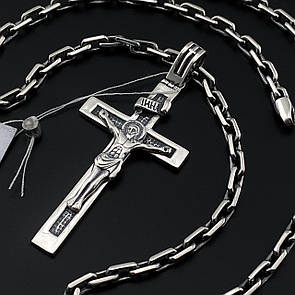 Чоловіча срібна цепочка якірна і хрестик зі срібла. Якірний ланцюжок і срібло кулон 55 см