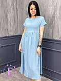 Літня сукня міді, вільного крою, завищена талія, з кишенями, однотонна, креп-жатка, 50-52 | Батал, фото 2