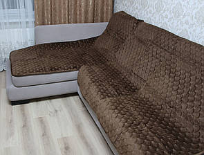 Дивандек покривала на кутовий диван коричневого кольору