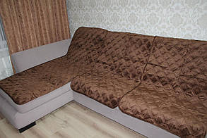 Покривала-дивандеки на кутовий диван комплект коричневі