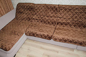 Покривала на кутовий диван комплект коричневі