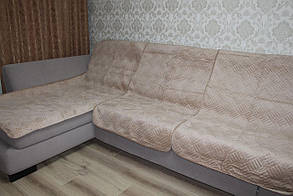 Дивандек-покривала на кутовий диван бежеві