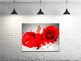 Картина на полотні на стіну для інтер`єру/спальні/прихожої DK Жінка троянда (DKP4560-l46)