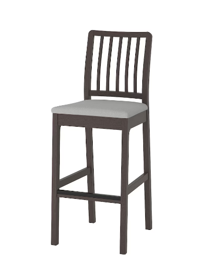 EKEDALEN Барний стілець зі спинкою, темно-коричневий/Orrsta світло-сірий,75 см 104.005.40