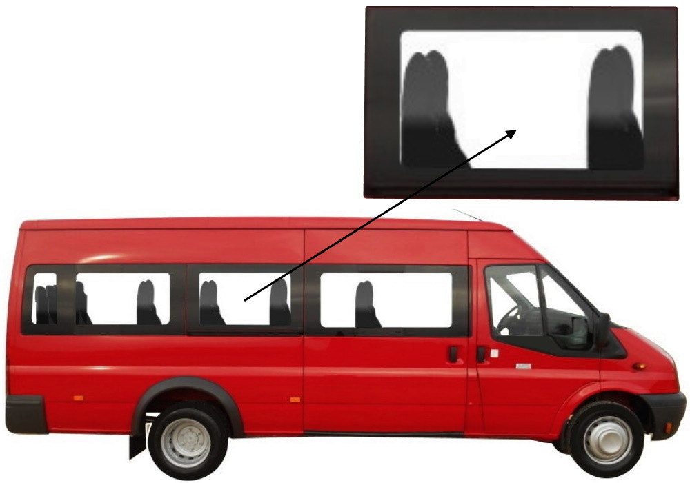 Бічне скло Ford Transit 2000-2014 салону середнє праве довга база