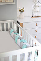 Захист у ліжечко Бампер-коса Baby Veres White Mint Grey 120х15 см 154.02.17, фото 5