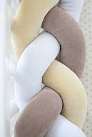 Захист у ліжечко Бампер-коса Baby Veres White Mokko Beige 120х15 см 154.02.18, фото 2