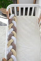 Захист у ліжечко Бампер-коса Baby Veres White Mokko Beige 120х15 см 154.02.18, фото 3