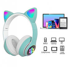 Бездротові навушники LED з котячими вушками CAT STN-28. GB-774 Колір: зелений