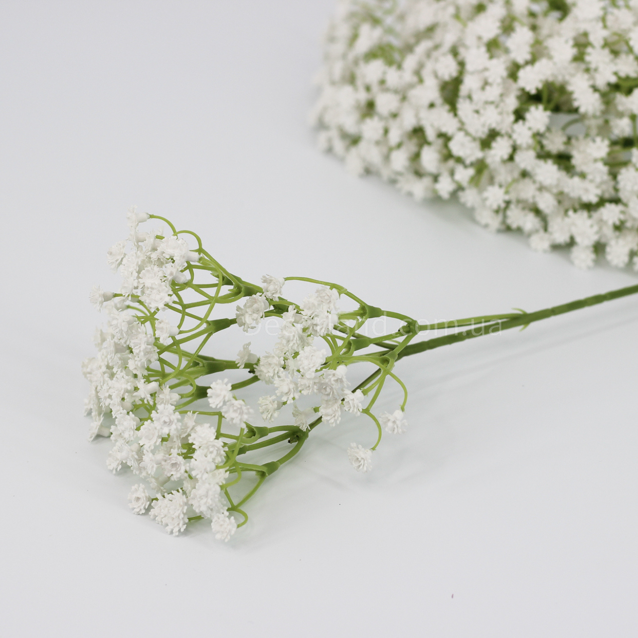 Искусственная, латексная ветка гипсофила, белая, 50 см. Цветы премиум ...