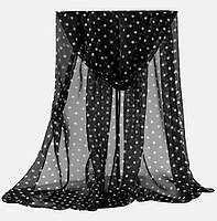 Жіноча шарф хустка в горох шифоновий Basic 150 см*70 см