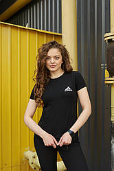 Футболка жіноча Adidas літня чорна теніска на літо адідас спортивна повсякденна