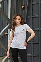Футболка жіноча Adidas літня сіра теніска на літо адідас спортивна повсякденна