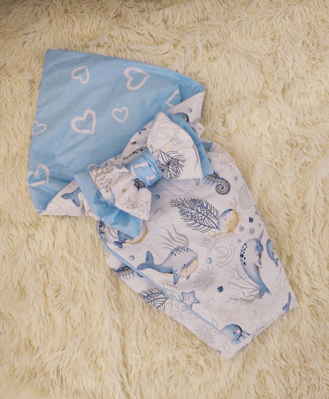 Дитячий літній конверт на виписку двосторонній конверт-ковдра ЛІТО конверт-плед для новонародженого