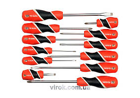 Набір викруток плоских хрестових YATO : SL, PH, SQ. 12 шт. [6/12] Baumar - Порадуй Себе