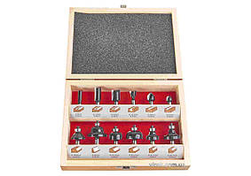 Набір фрез AEG зі шпінделем Ø= 8 мм, в деревяному футлярі, 12 шт Baumar - Порадуй Себя