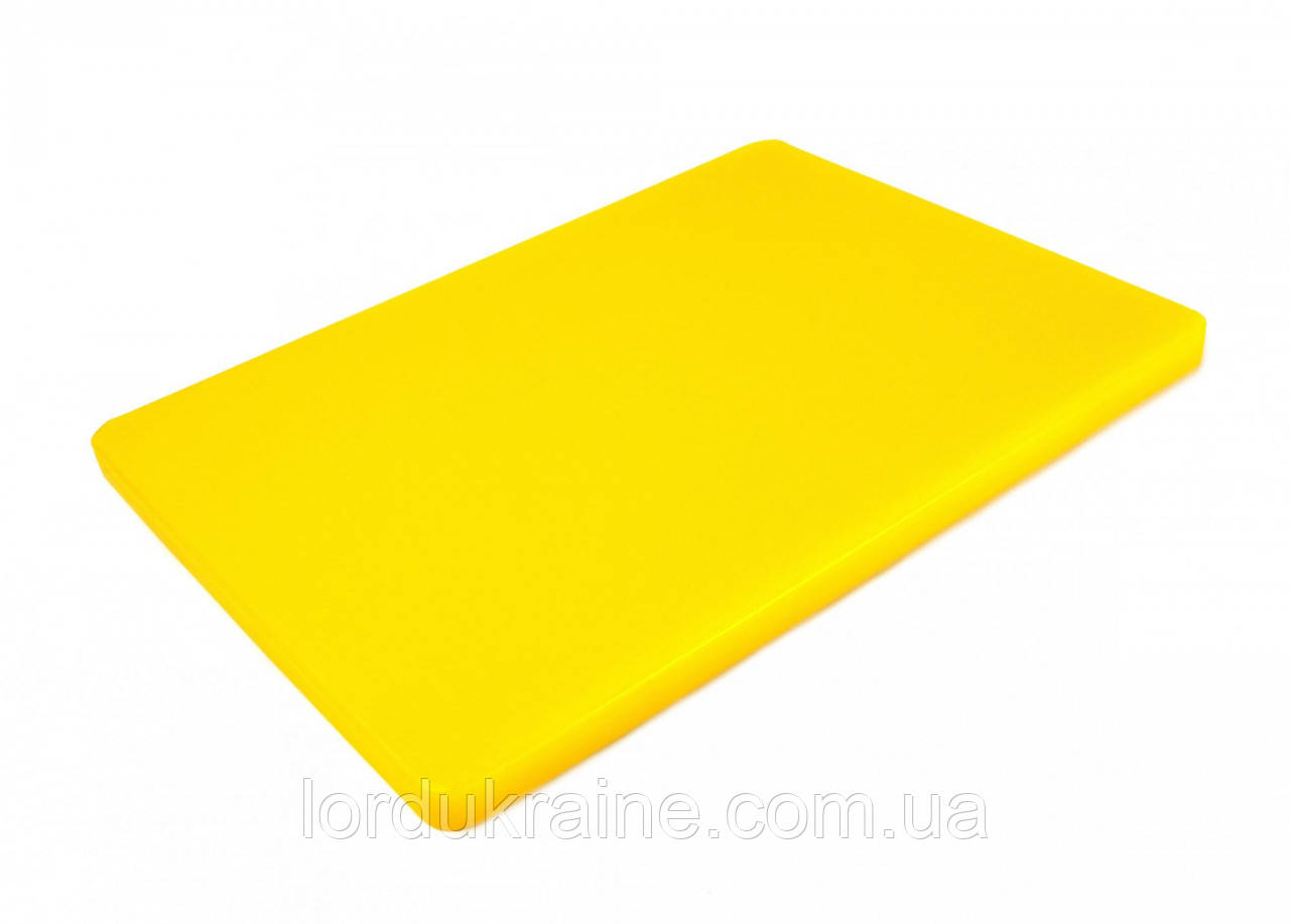 Двостороння обробна дошка LDPE, 400 × 300 × 20 мм, жовта. Дошка для нарізки і обробки
