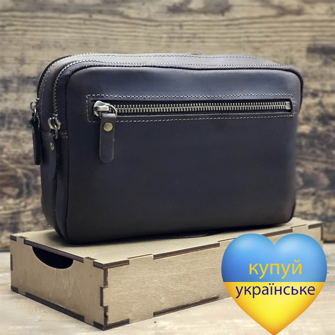 Чоловіча шкіряна сумка клатч GS коричнева, фото 1