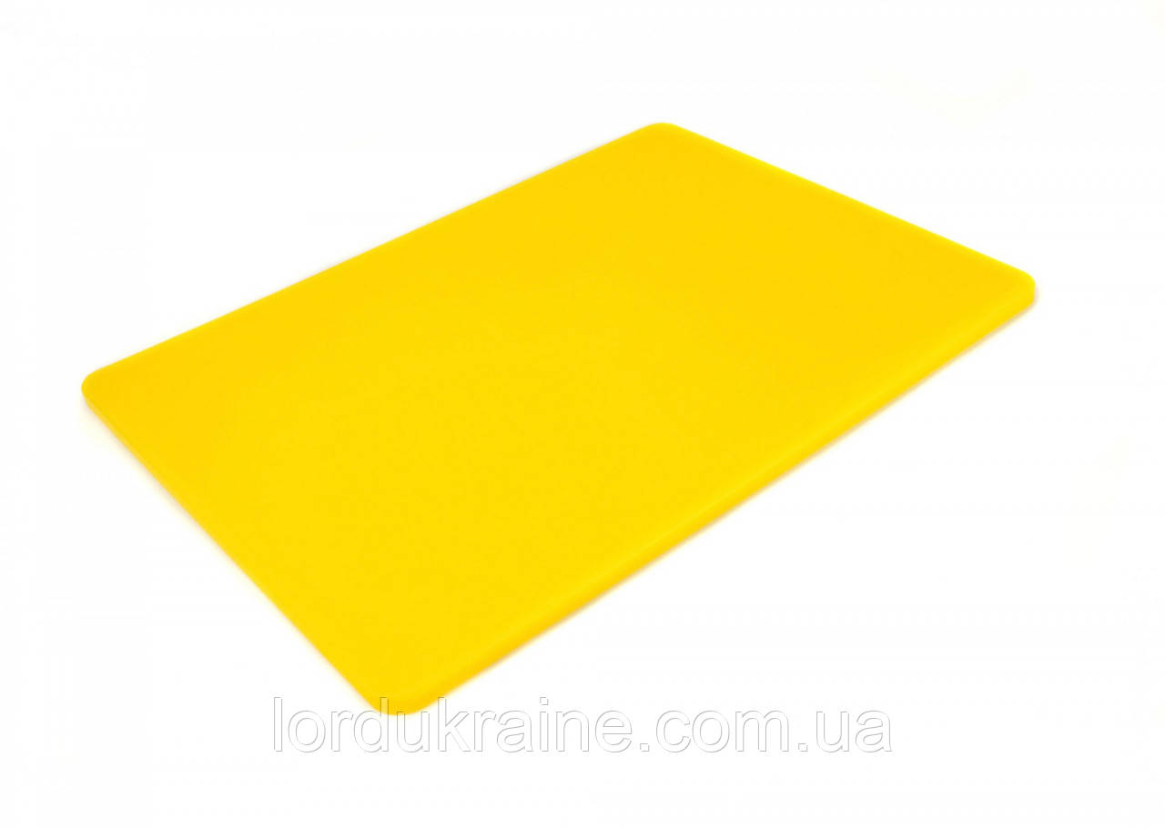 Двостороння обробна дошка LDPE, 400 × 300 × 10 мм, жовта. Дошка для нарізки і обробки