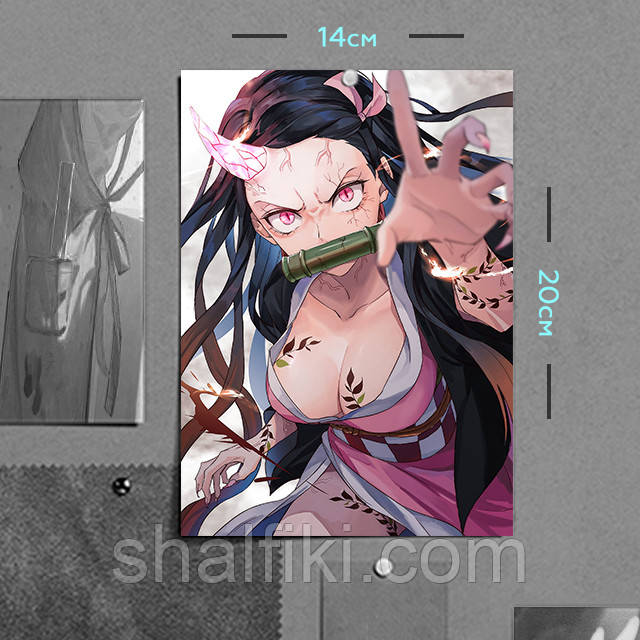 "Недзуко Камадо (Клинок, який знищує демонів / Demon slayer)" плакат (постер) розміром А5 (14х20см)
