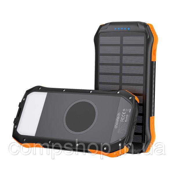 Універсальна мобільна батарея 10000mAh Choetech B658-OR (10Вт, сонячна панель, LED лампа) (код 134496), фото 1