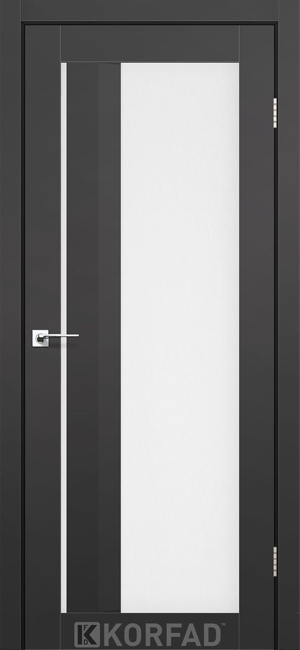Двері міжкімнатні KORFAD Aliano AL-06 антрацит Super PET (скло сатин), фото 1