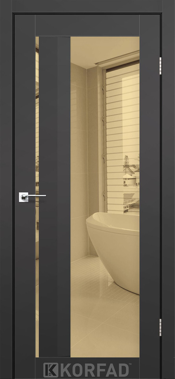 Двері міжкімнатні KORFAD Aliano AL-06 антрацит Super PET (дзеркало бронза), фото 1