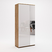 Шафа з дзеркалом з ДСП в передпокій/вітальню/дитячу 2дв. Асті Дуб Крафт / Глянець Білий Миро-Марк