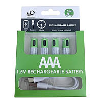 Батарейки аккумуляторные ААА Smartoools с разъемом USB Type-C 1.5 V/750 mWh/4 штуки