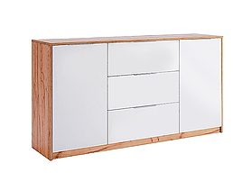 Комод Асті 2Д3Ш 1.6 м в спальню, передпокій з ЛДСП  Дуб Крафт/Білий Глянець Миро-Марк