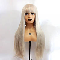 Перука ZADIRA платиновий блонд з челкою жіноча довга пряма продаж