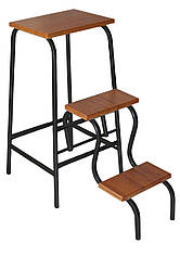 Стілець драбина 65 см чорний каркас ступені горіх