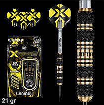 Дартс матові дротики з латуні Xtreme Англія Winmau + запасні хвостовики вага, фото 3